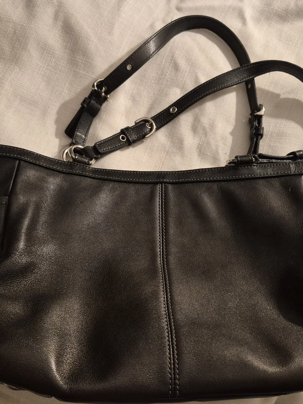 Coach Black Leather Pleated Shoulder Bag - Picture 2 of 7
